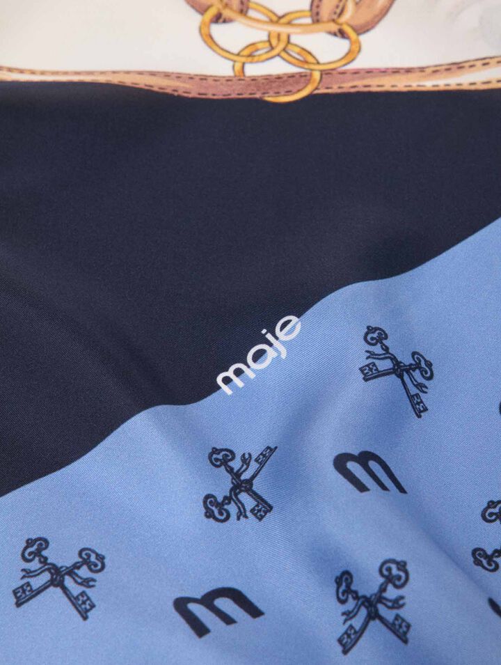 Foulard en soie &agrave; motifs &eacute;questres