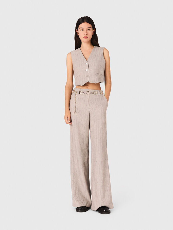Pantalon tailleur à strass