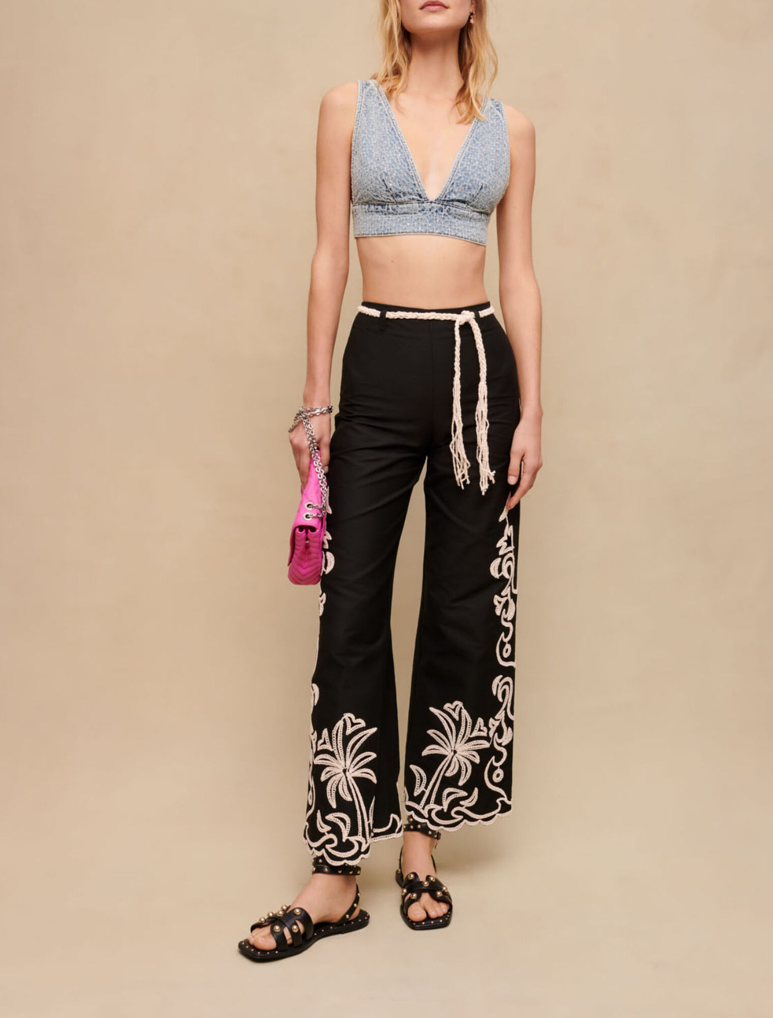 Brassière en jean strassé
