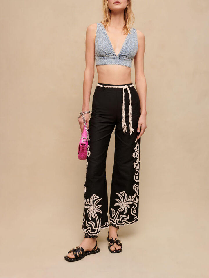 Brassière en jean strassé