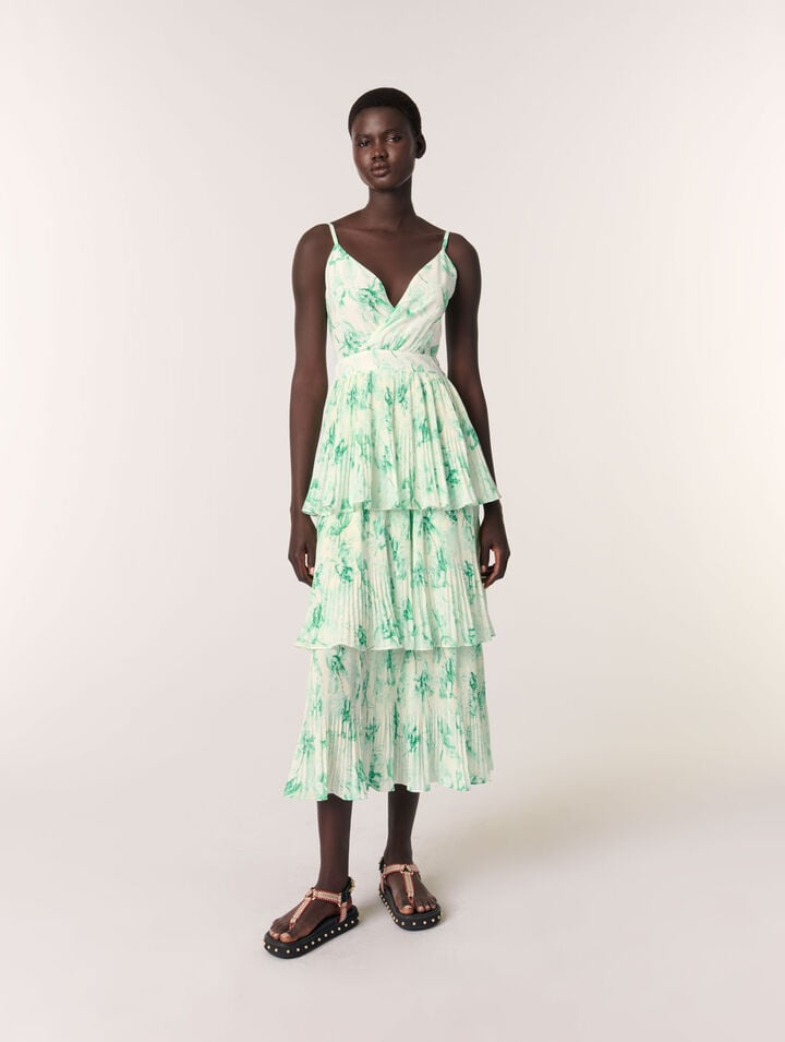 Robe longue imprimée à volants