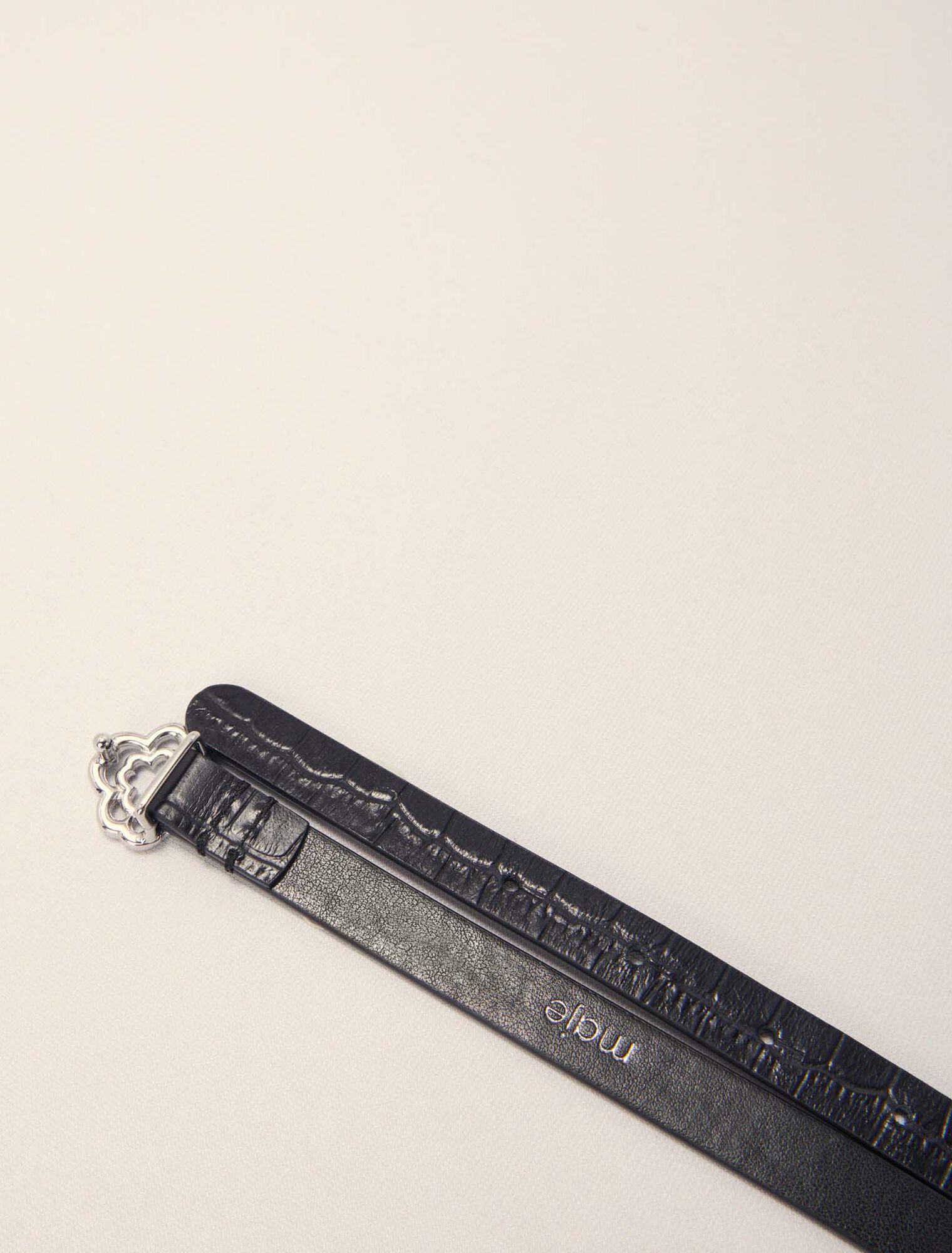 Ceinture fine Clover embossé croco