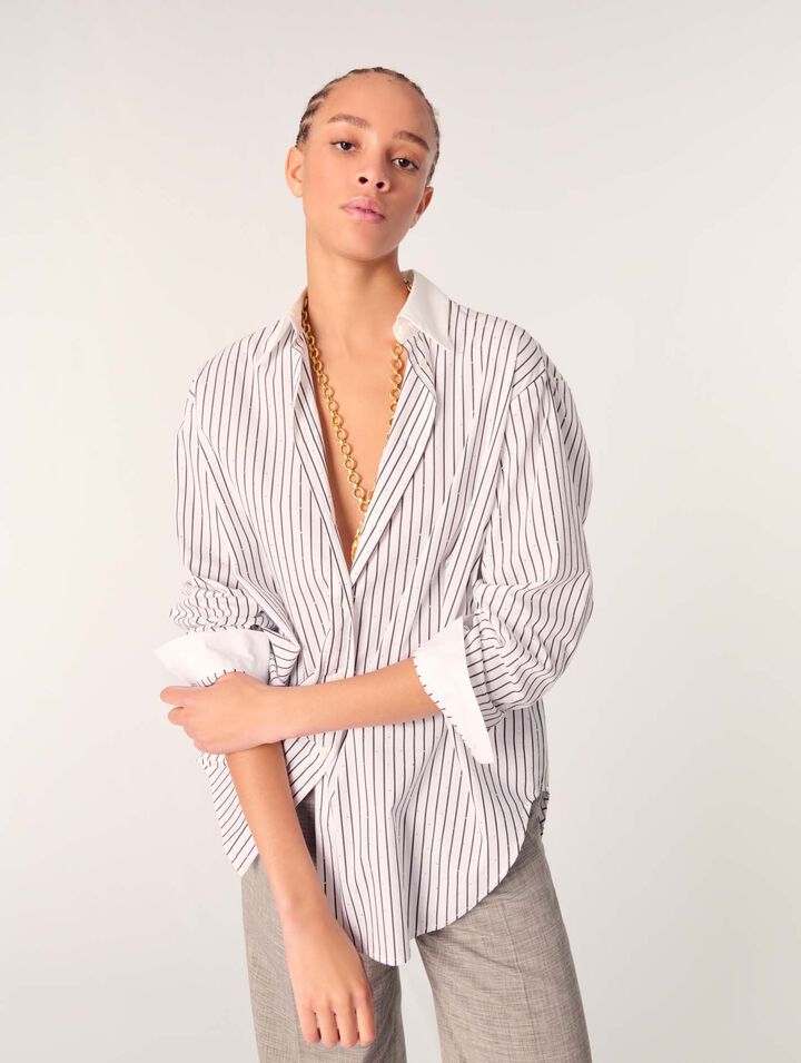 Chemise strassée à rayures