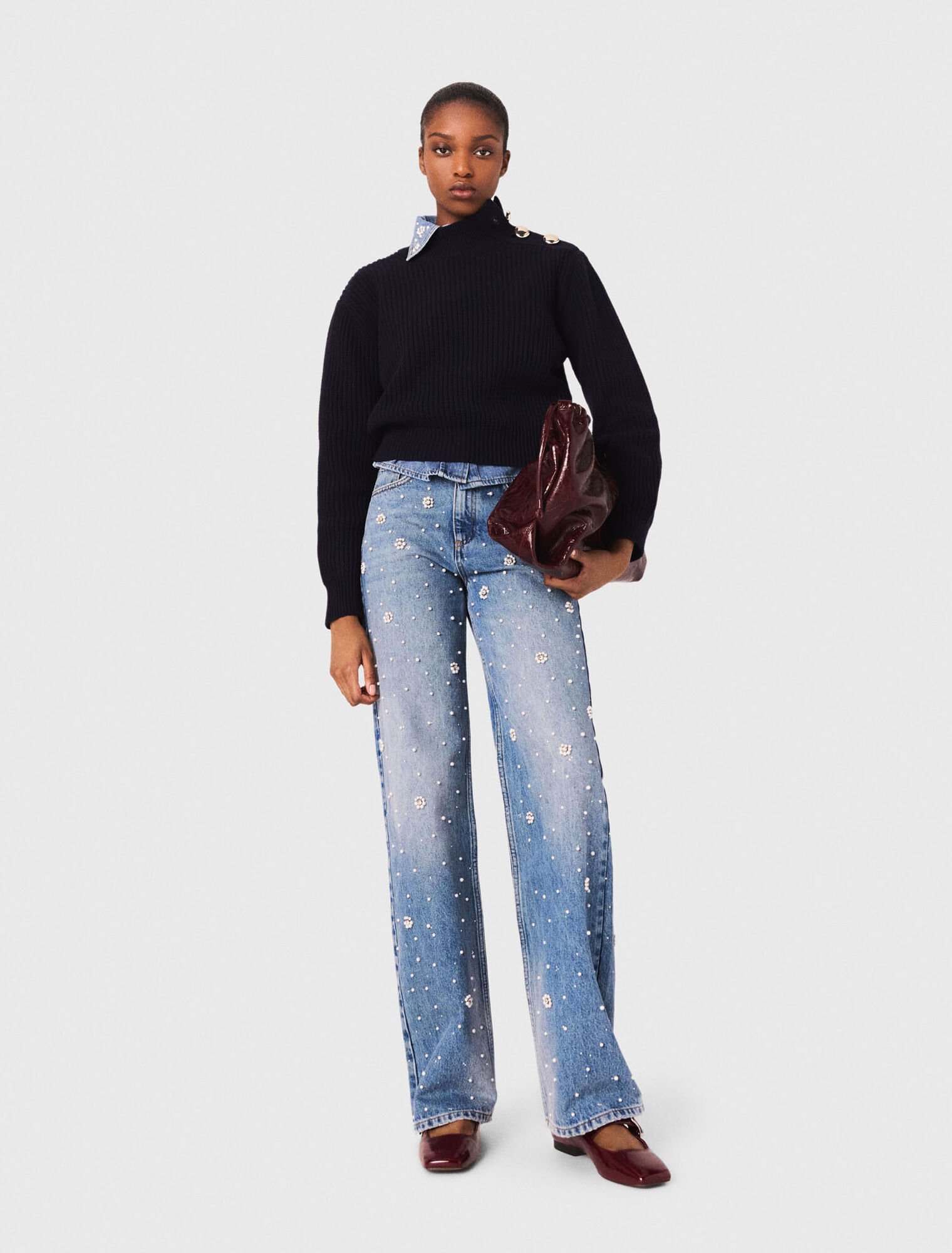 Jean large brodé