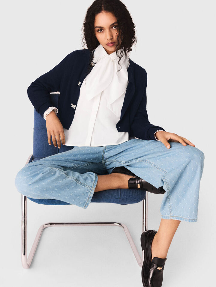 Cardigan &agrave; boutons n&oelig;ud bijoux