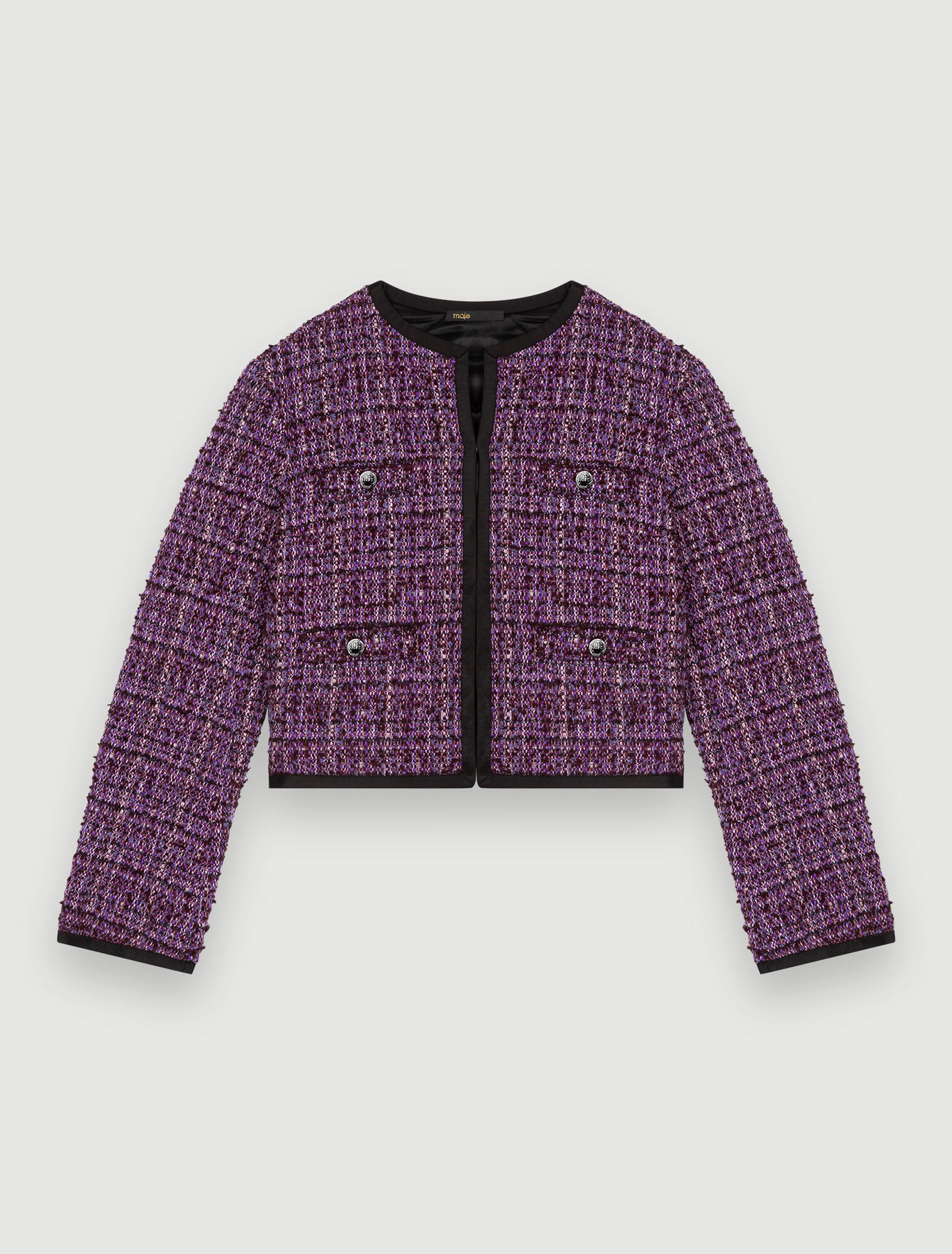 Purple quilted tweed jacket
