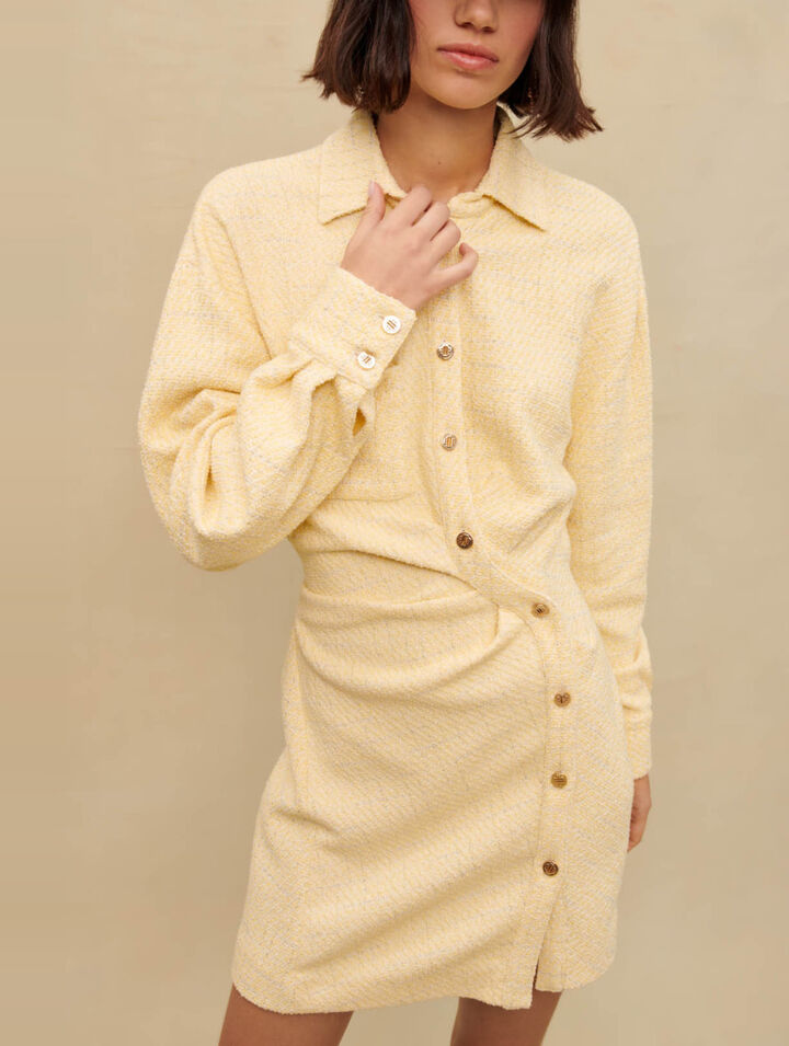 Robe asymétrique en tweed lurex