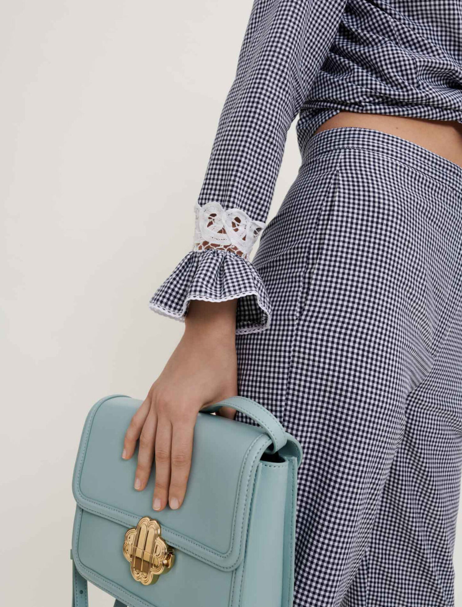 Gingham and lace shirt