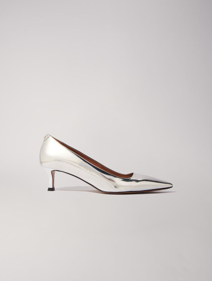 Escarpins pointus en cuir miroir