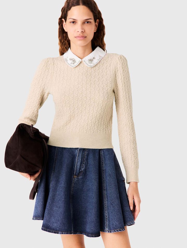 Pull avec col amovible en popeline