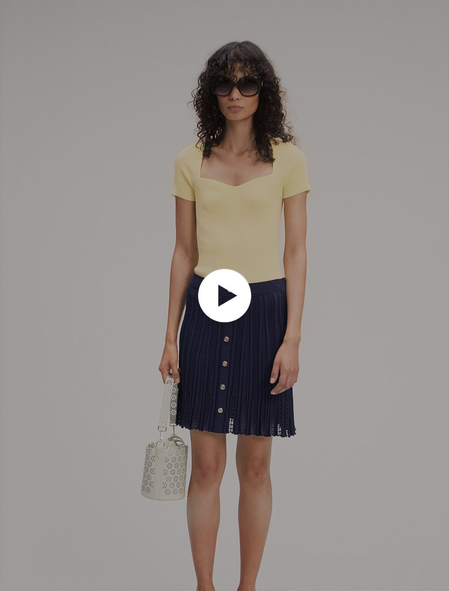 Woven knit short skirt