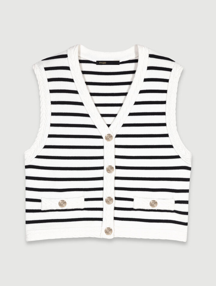 Cardigan sans manches à rayures