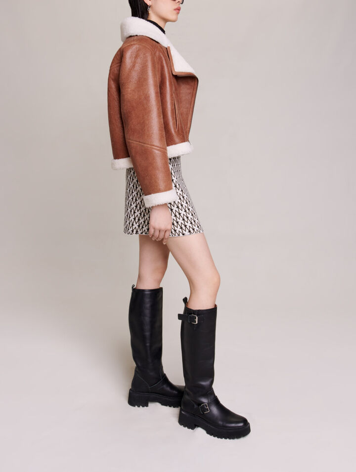 Short lambskin leather jacket