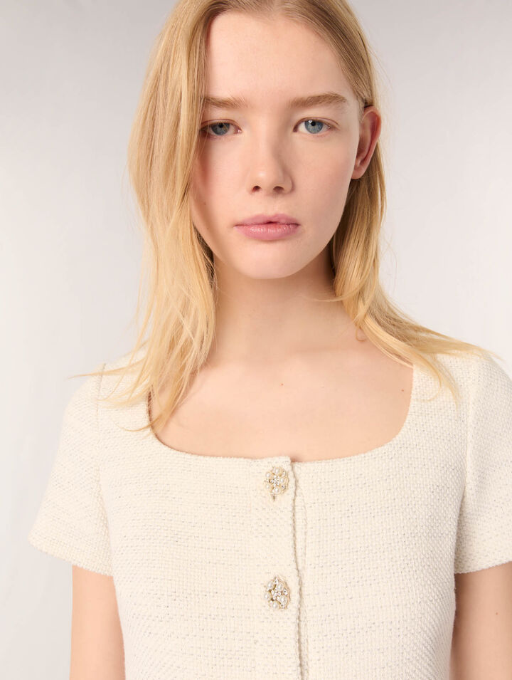 Top peplum en tweed et lurex