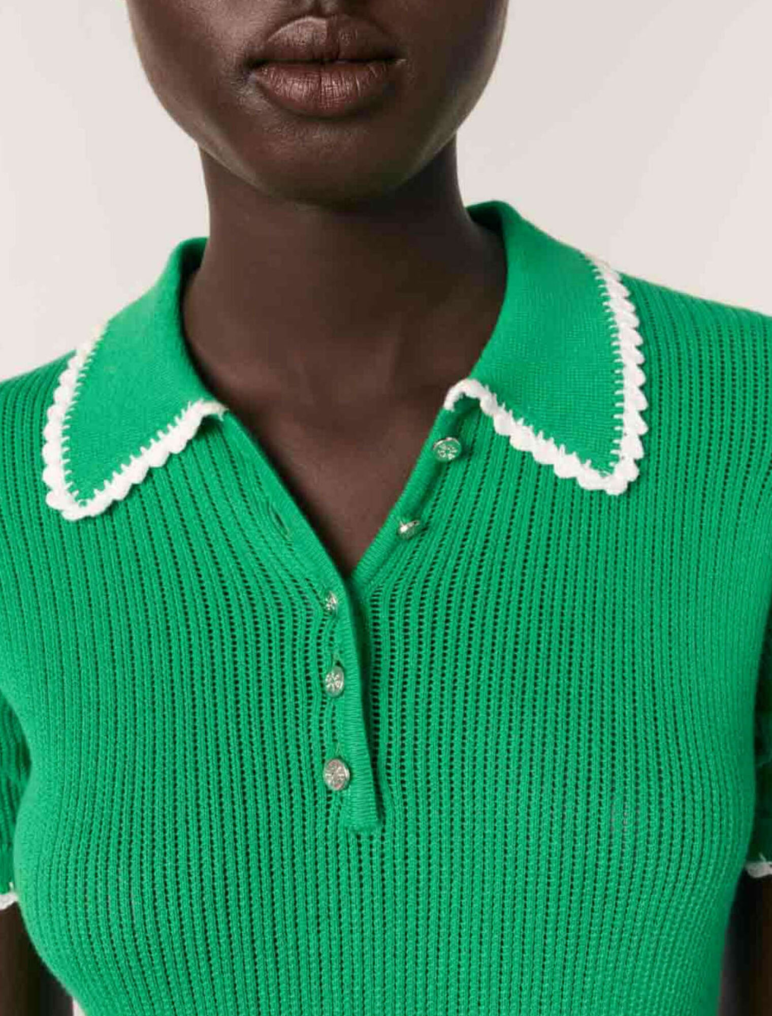 Polo en maille pointelle et crochet