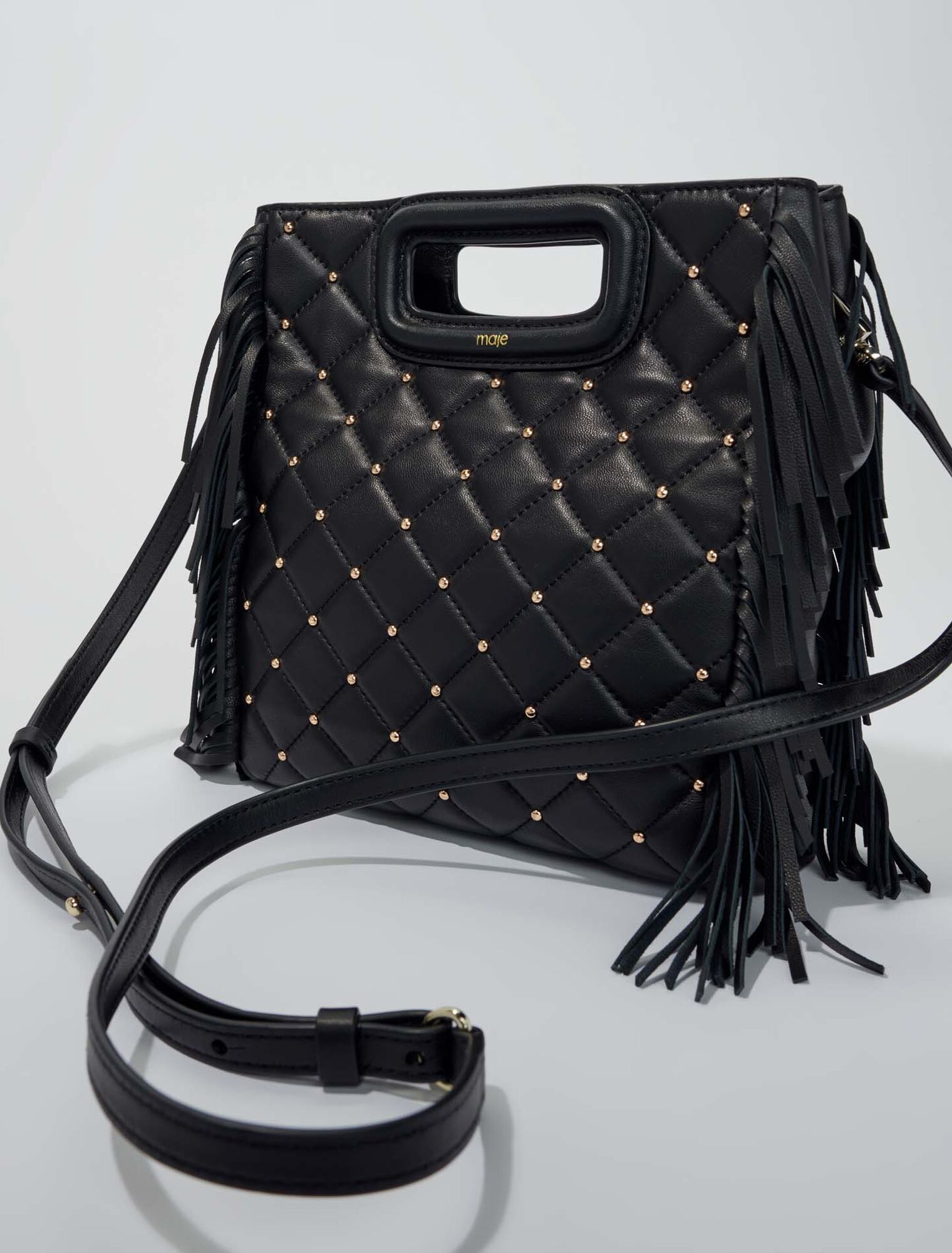 Sac M en cuir matelassé à studs