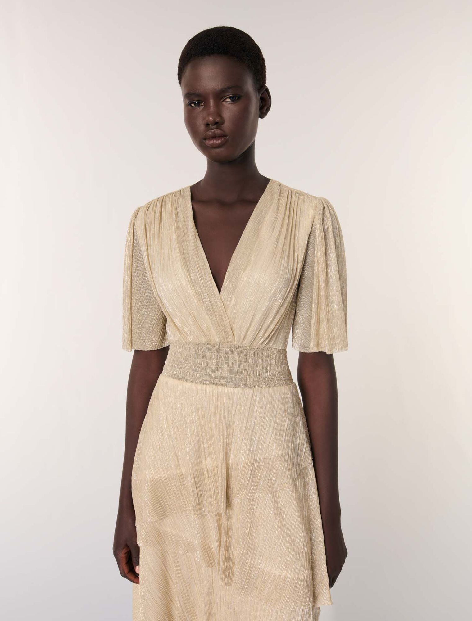 Robe à volants métallisée