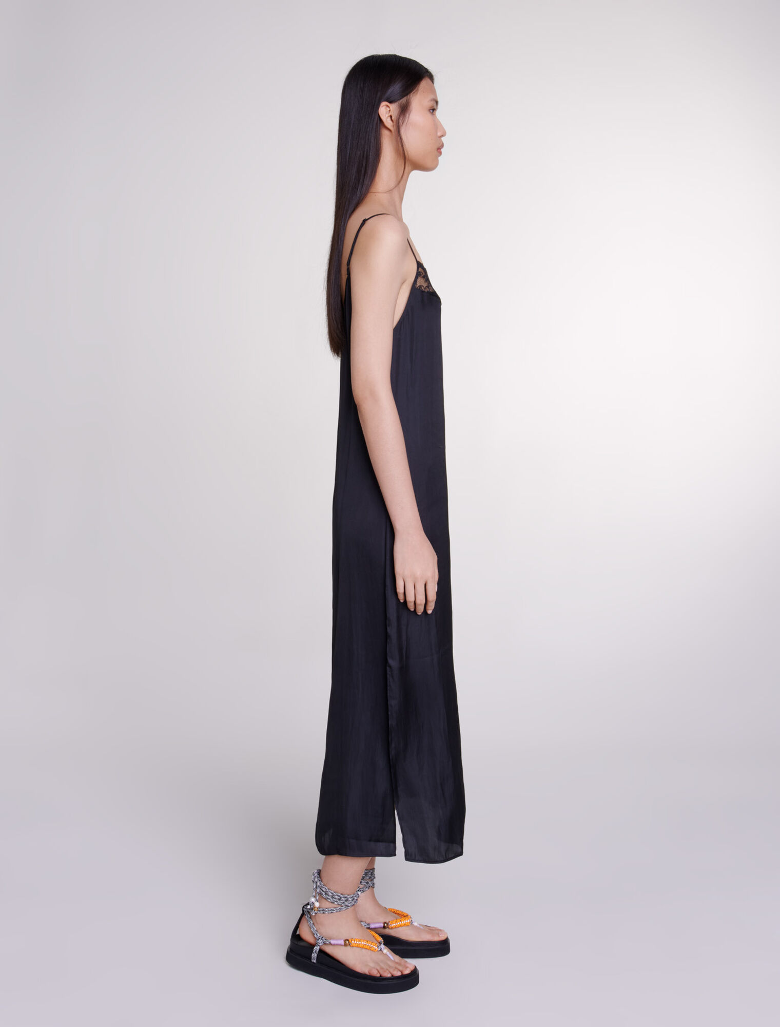 Robe longue satinée