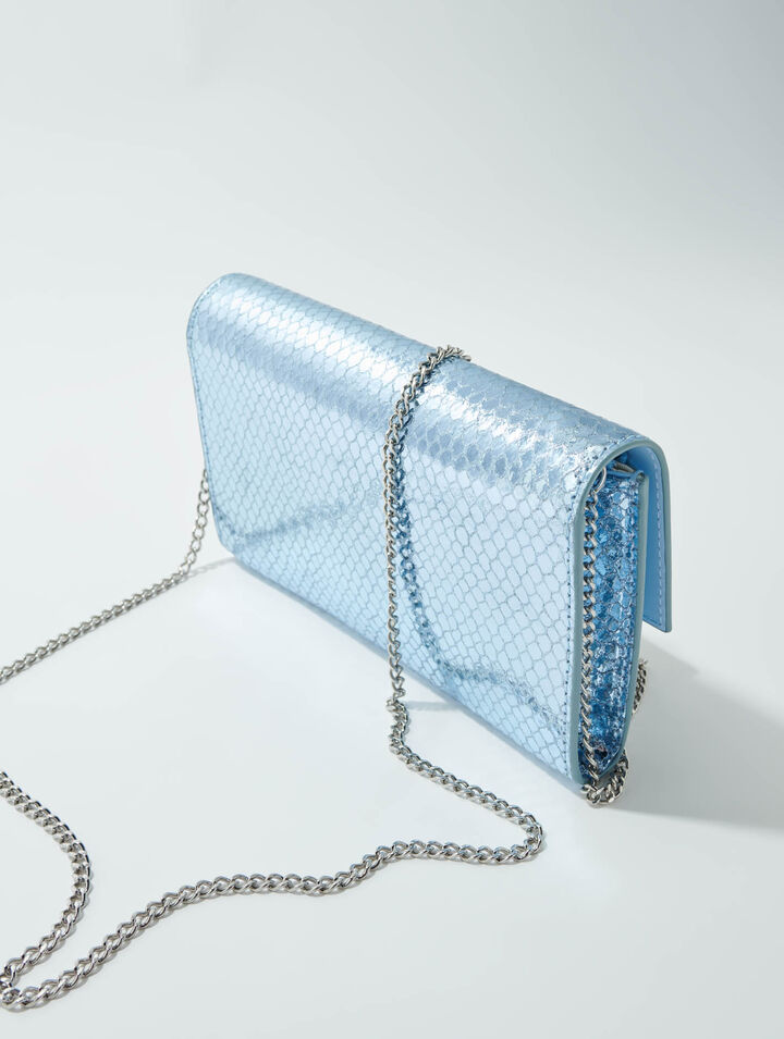 Mock croc leather clutch bag