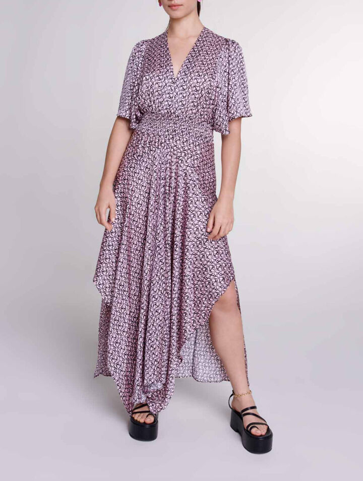 Satin-look patterned maxi dress