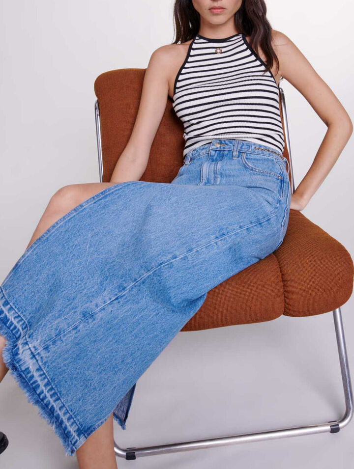 Long denim skirt