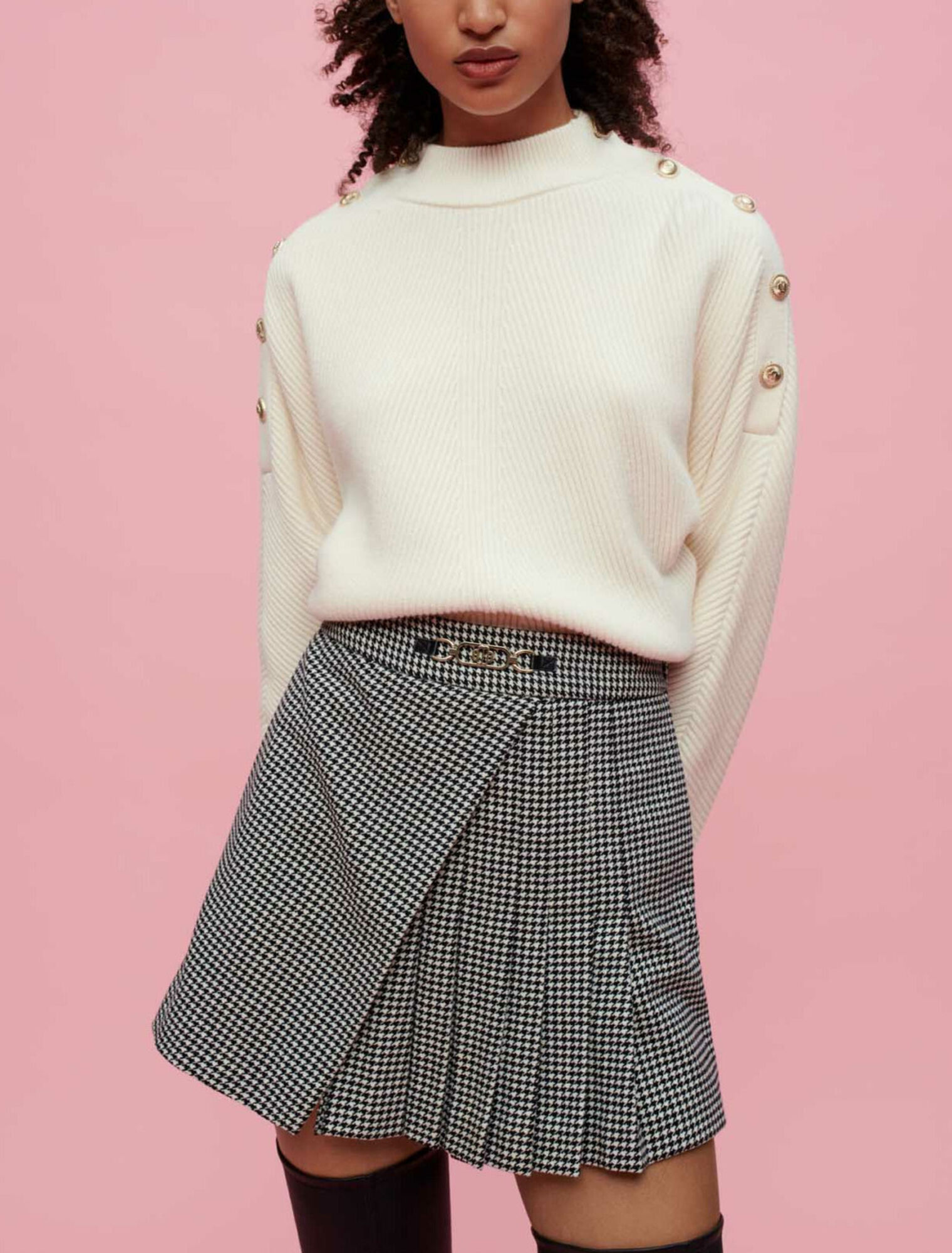 Trompe l'oeil houndstooth shorts