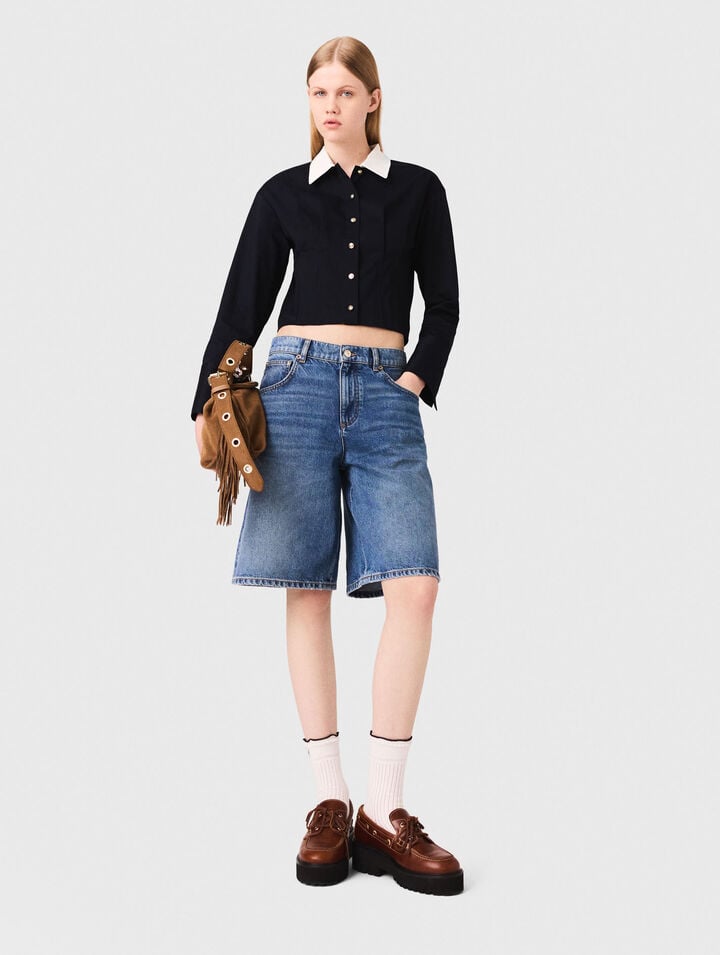 Chemise courte en popeline