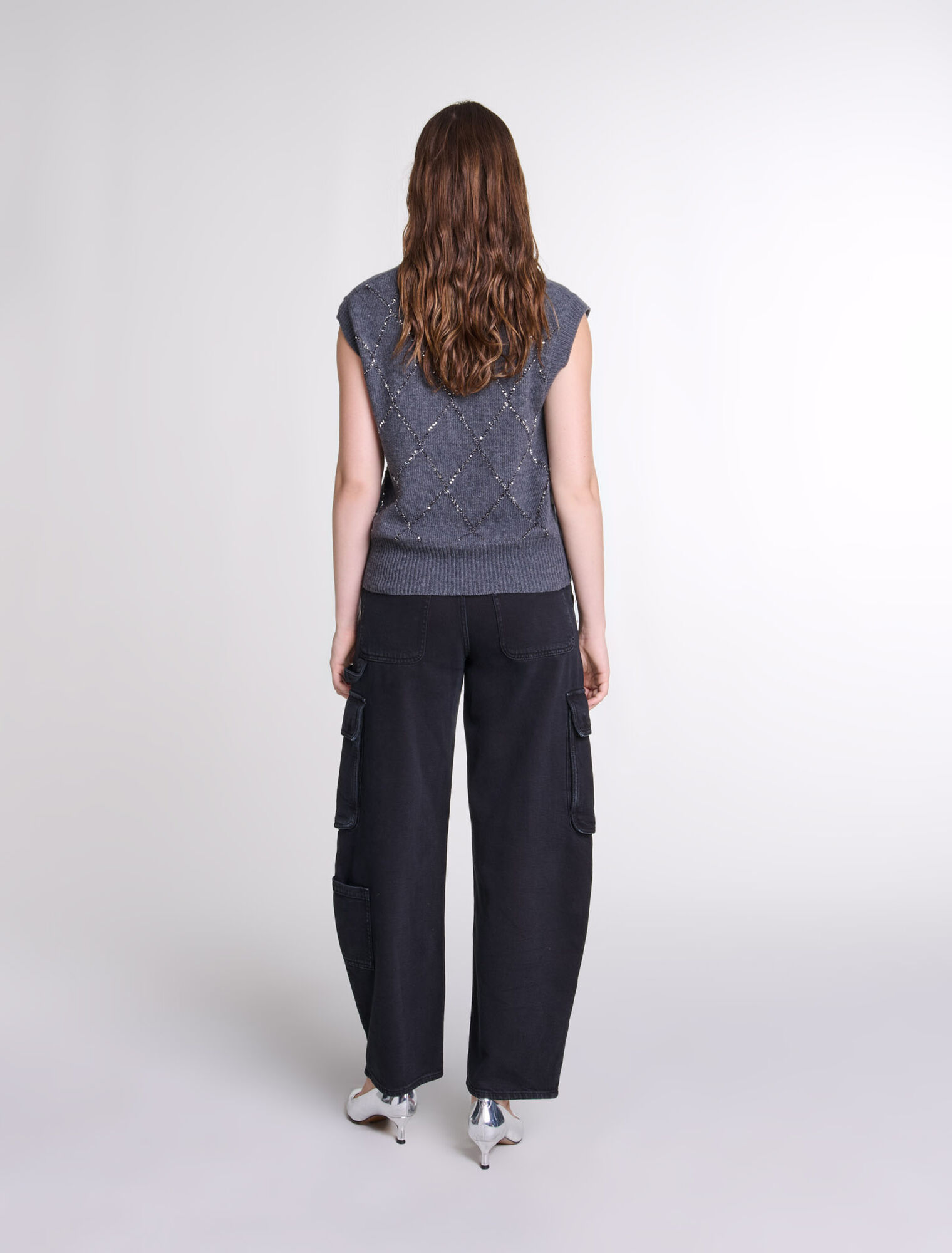 Pull sans manches à sequins