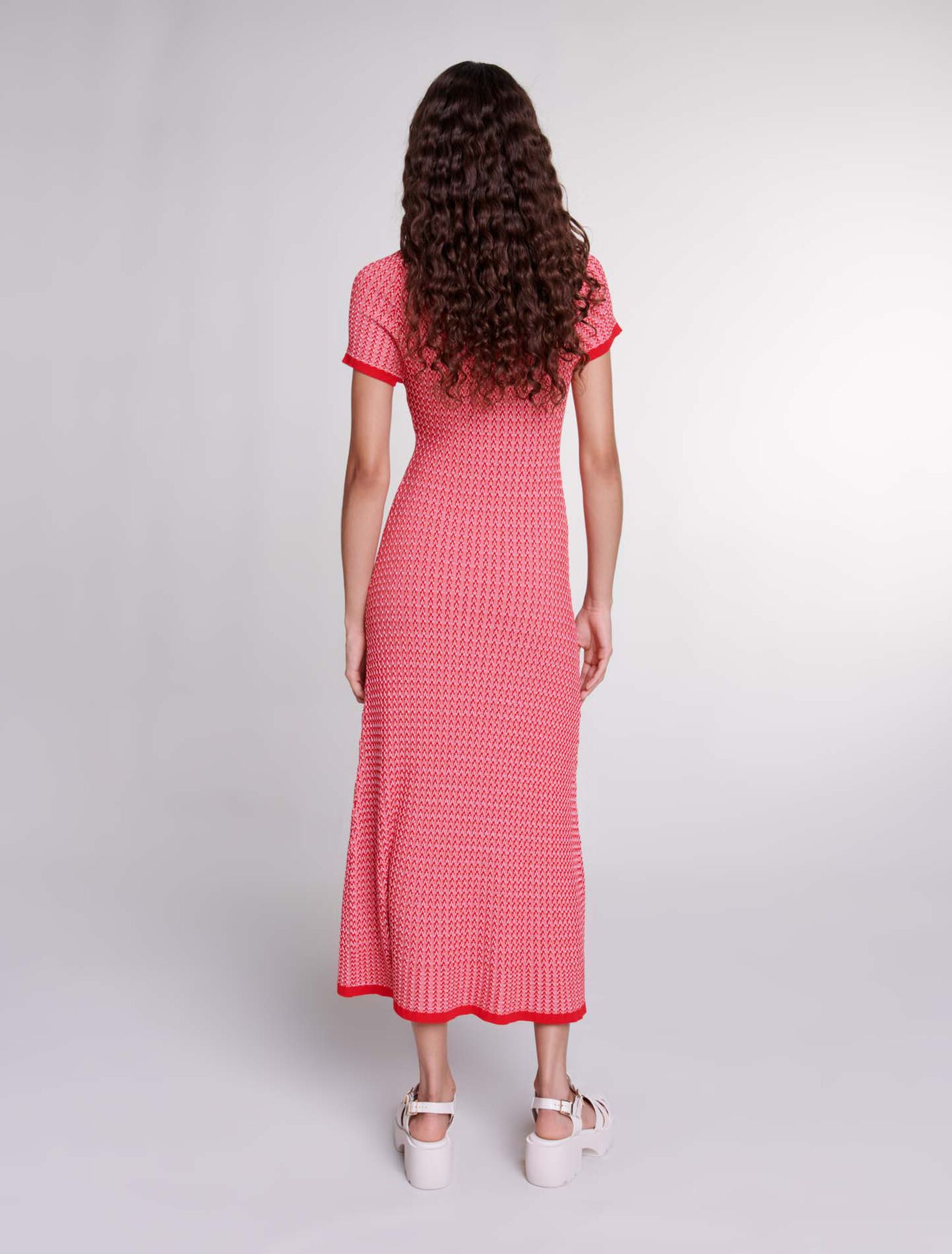 Robe longue en maille chevrons