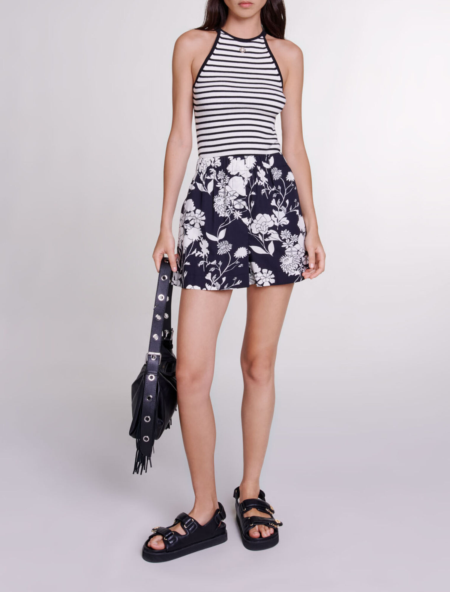 Patterned cotton shorts