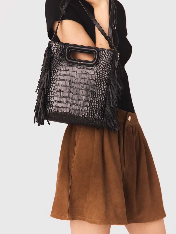 Sac M en cuir effet croco