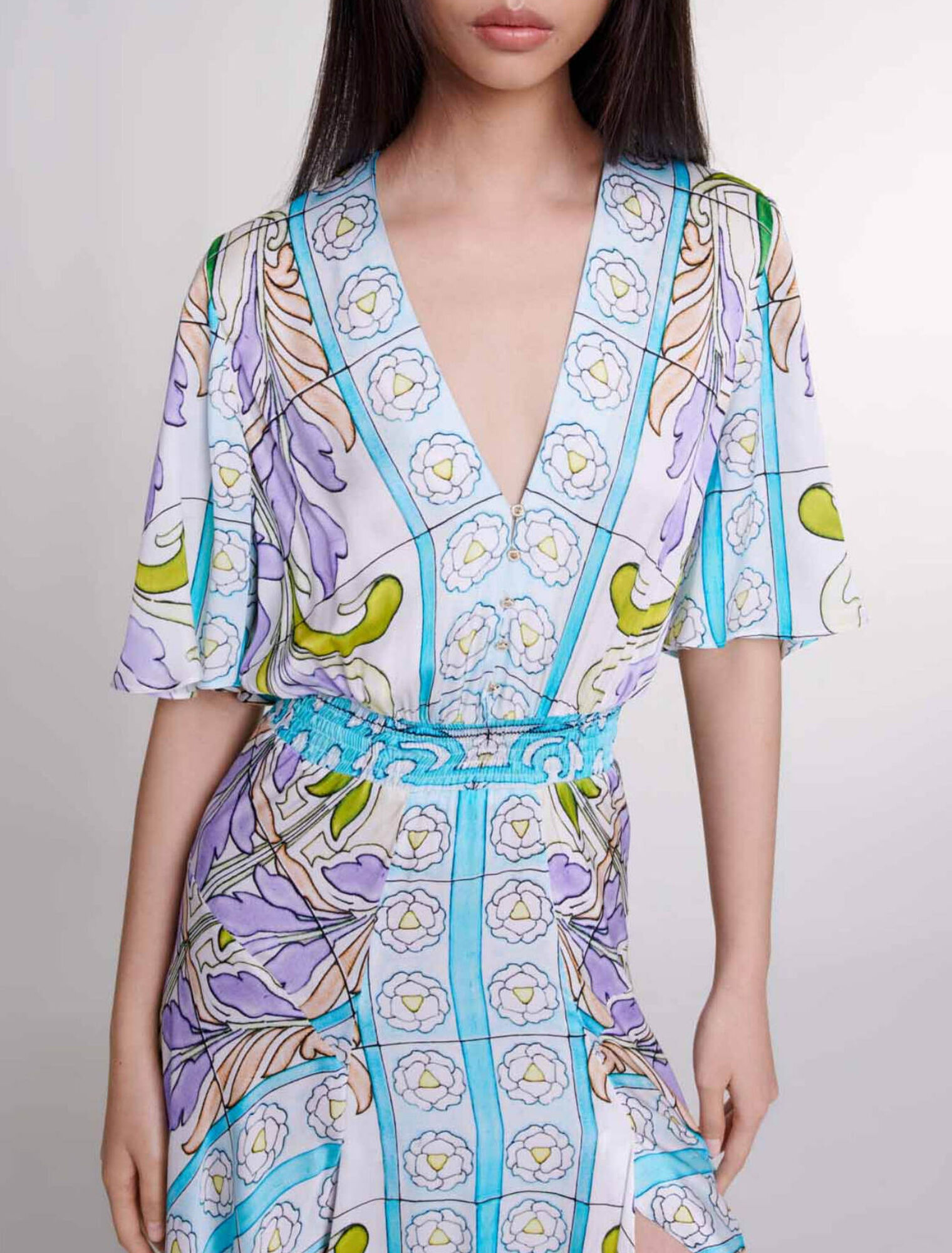 Robe longue imprimée satinée