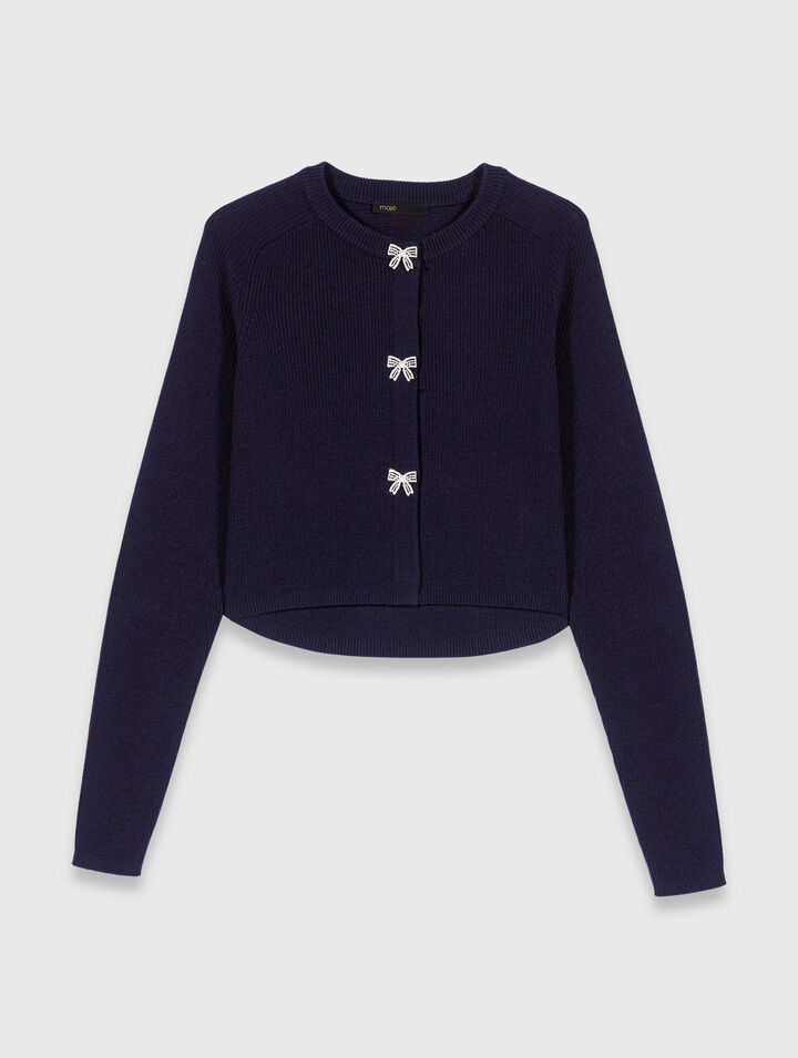 Cardigan &agrave; boutons n&oelig;ud bijoux