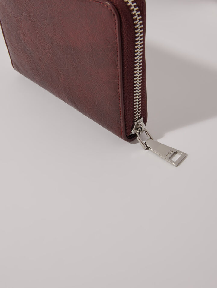 Portefeuille en cuir craquelé