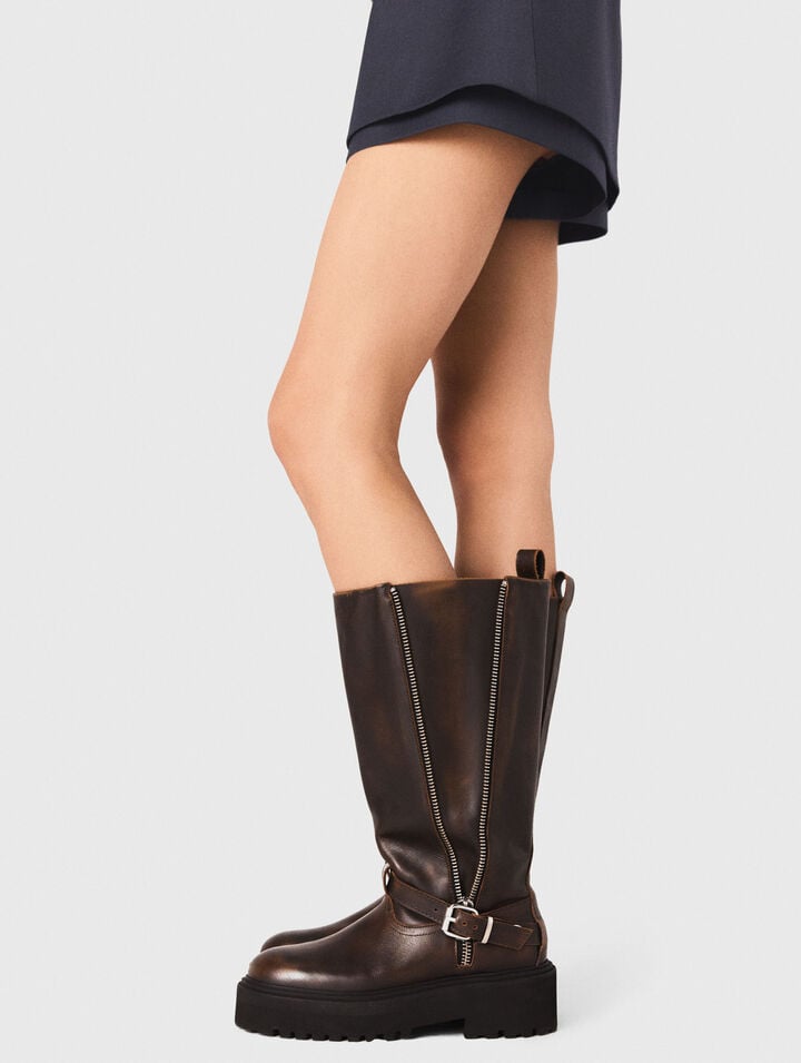 Bottes biker en cuir