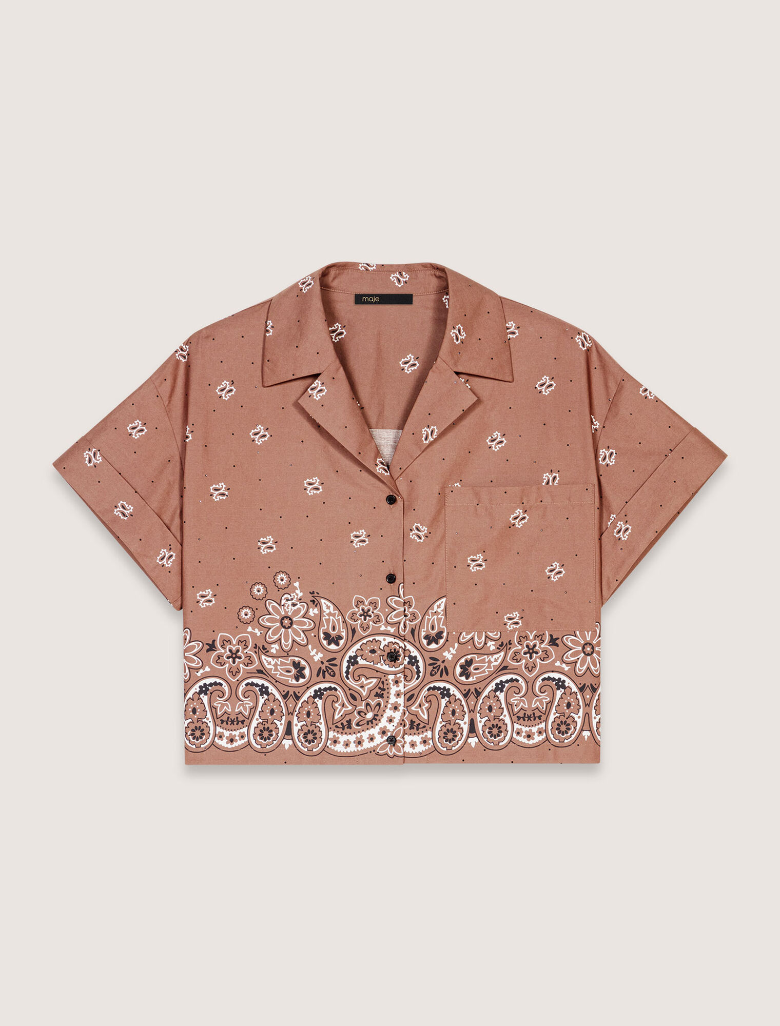 Chemise courte imprimée à strass