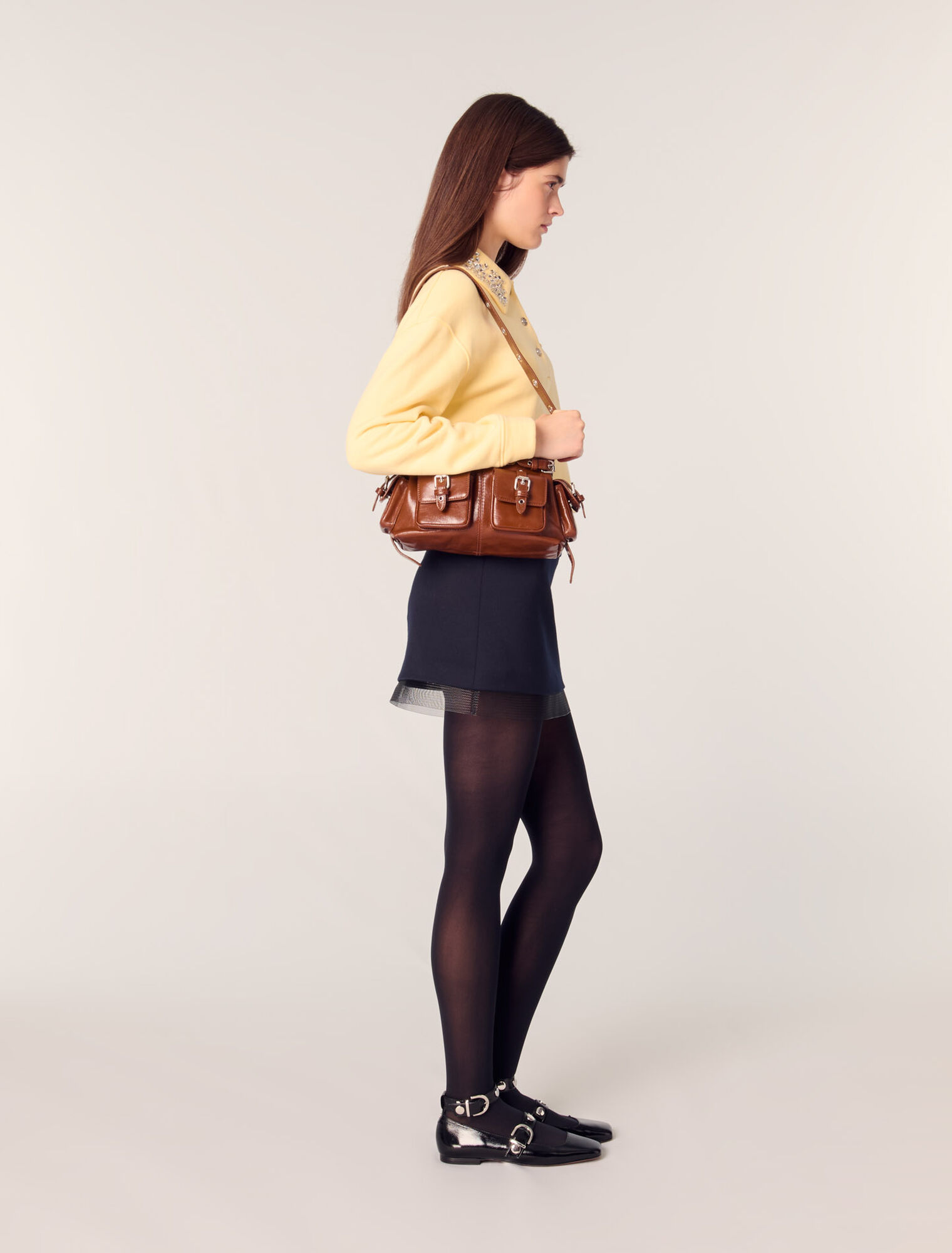 Jewellery collar cropped sweater