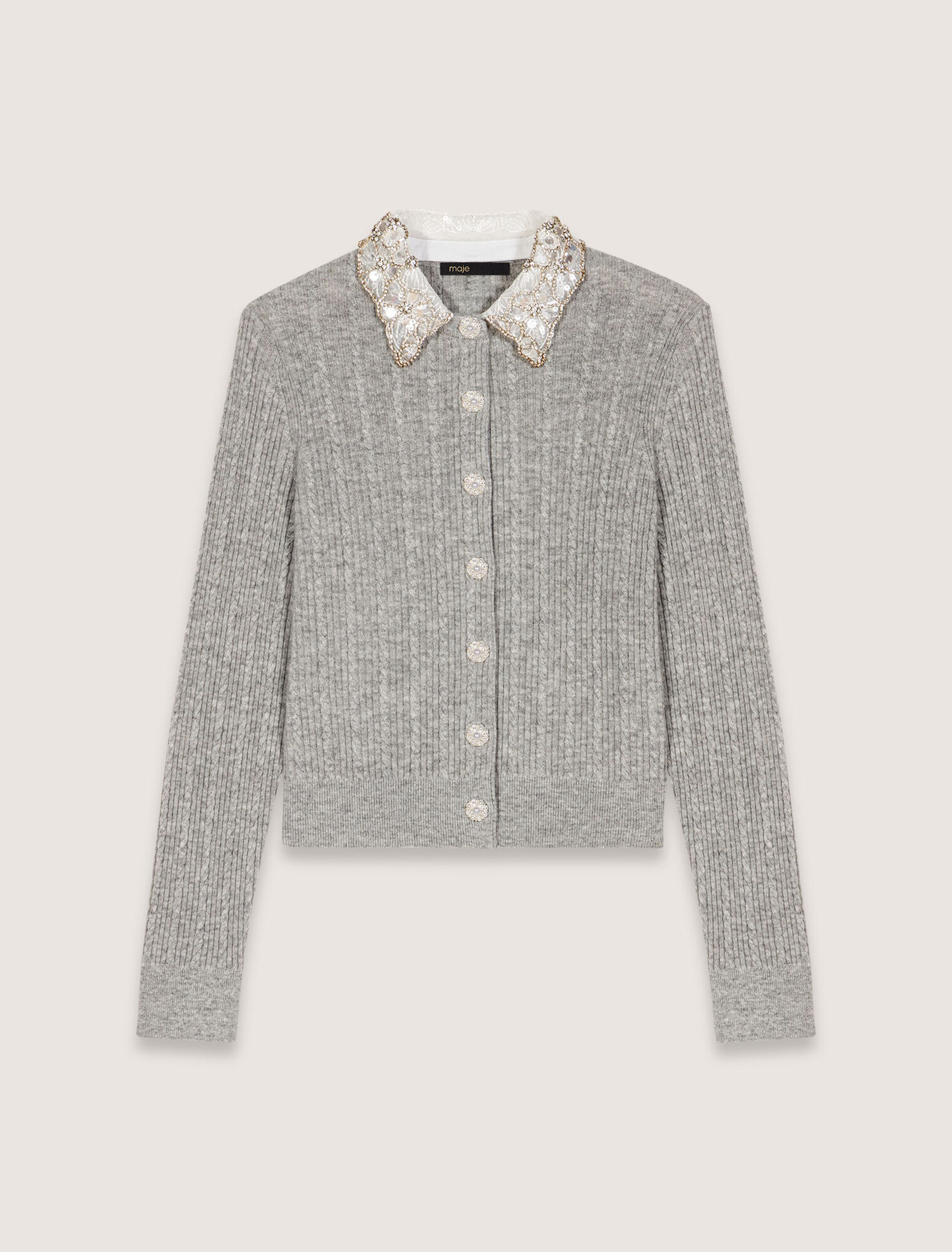 Cardigan à col bijoux amovible