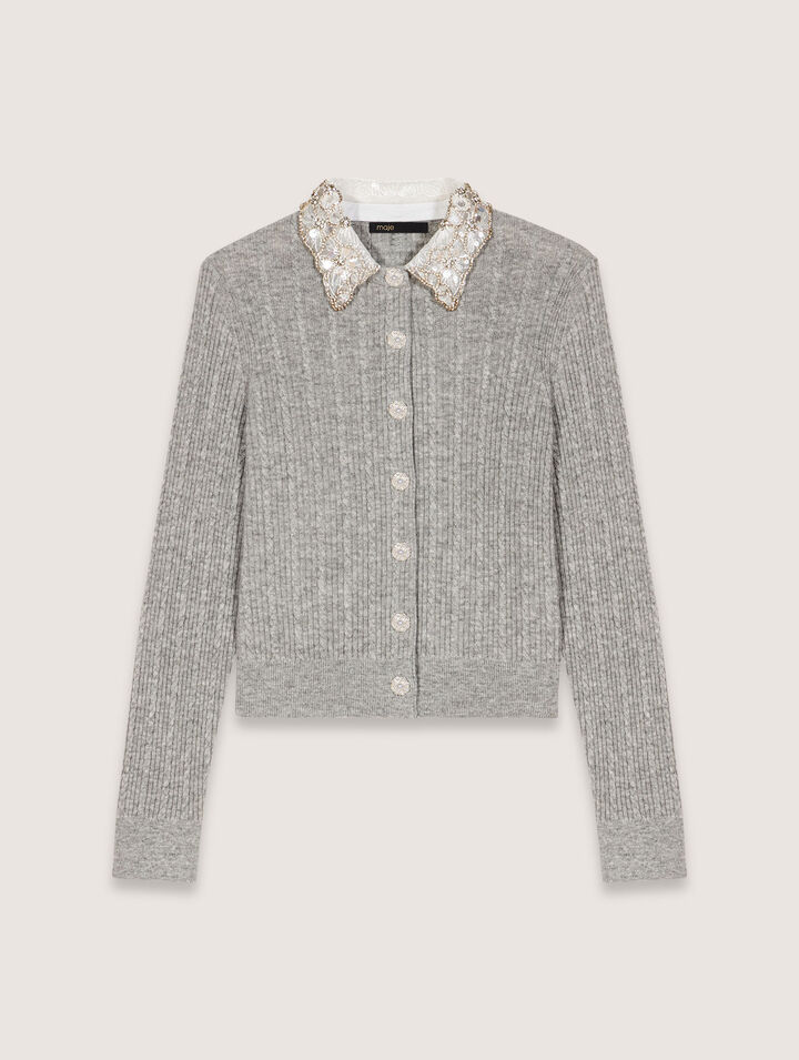 Cardigan à col bijoux amovible