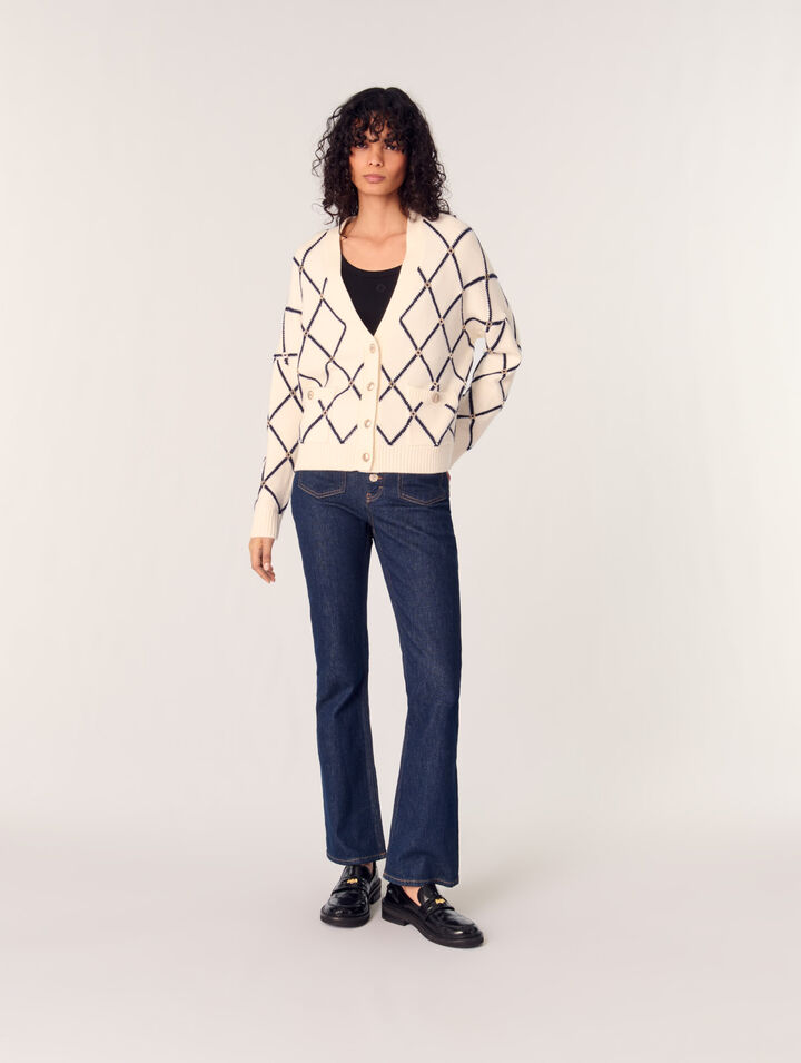 Cardigan en maille à motif losange