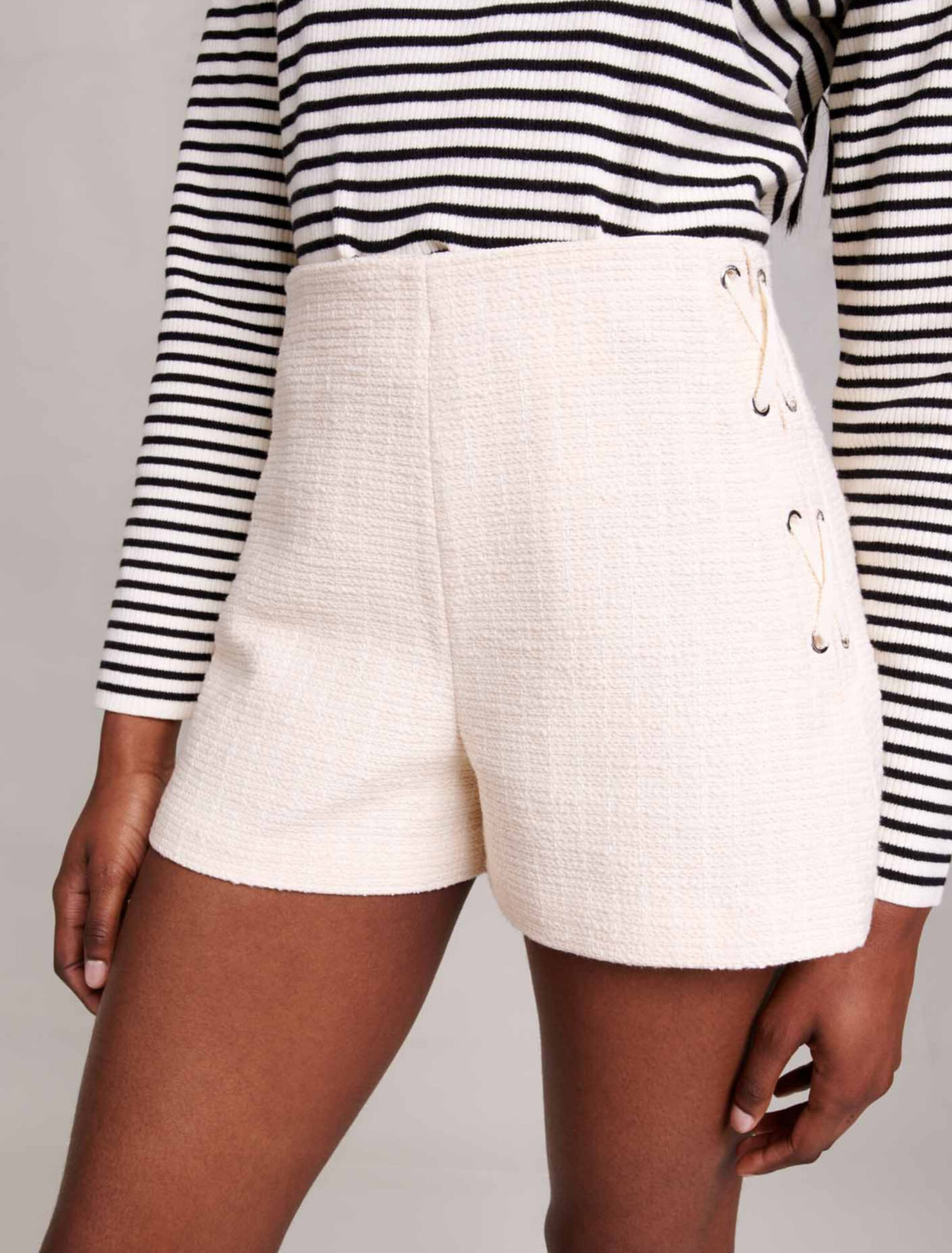 A-line shorts in tweed
