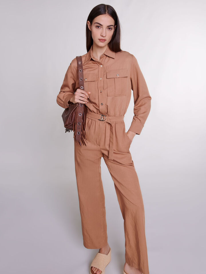 Combinaison pantalon en lin mélangé