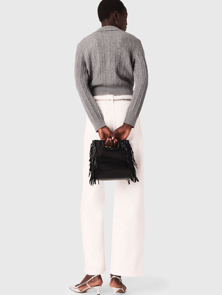 Sac M en cuir effet croco