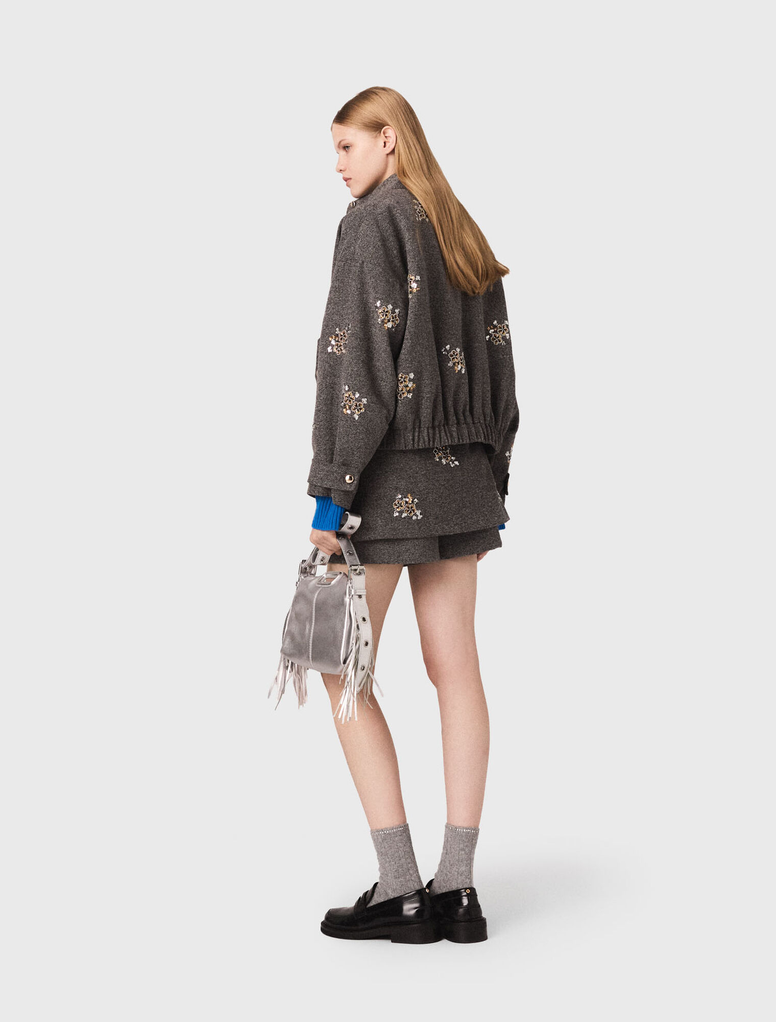 Floral embroidered shorts