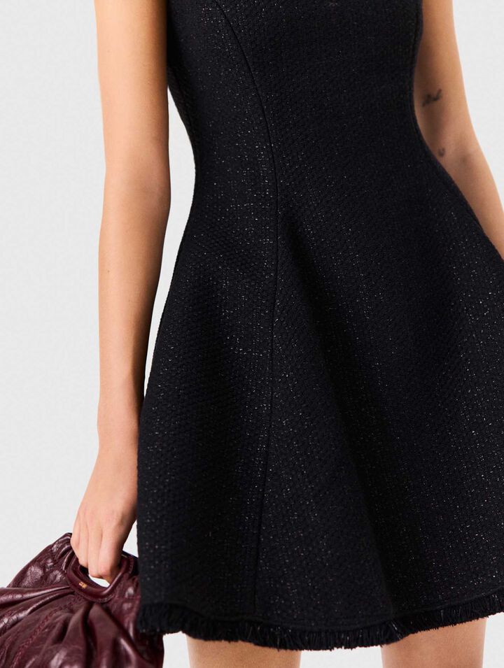 Robe courte en tweed avec franges