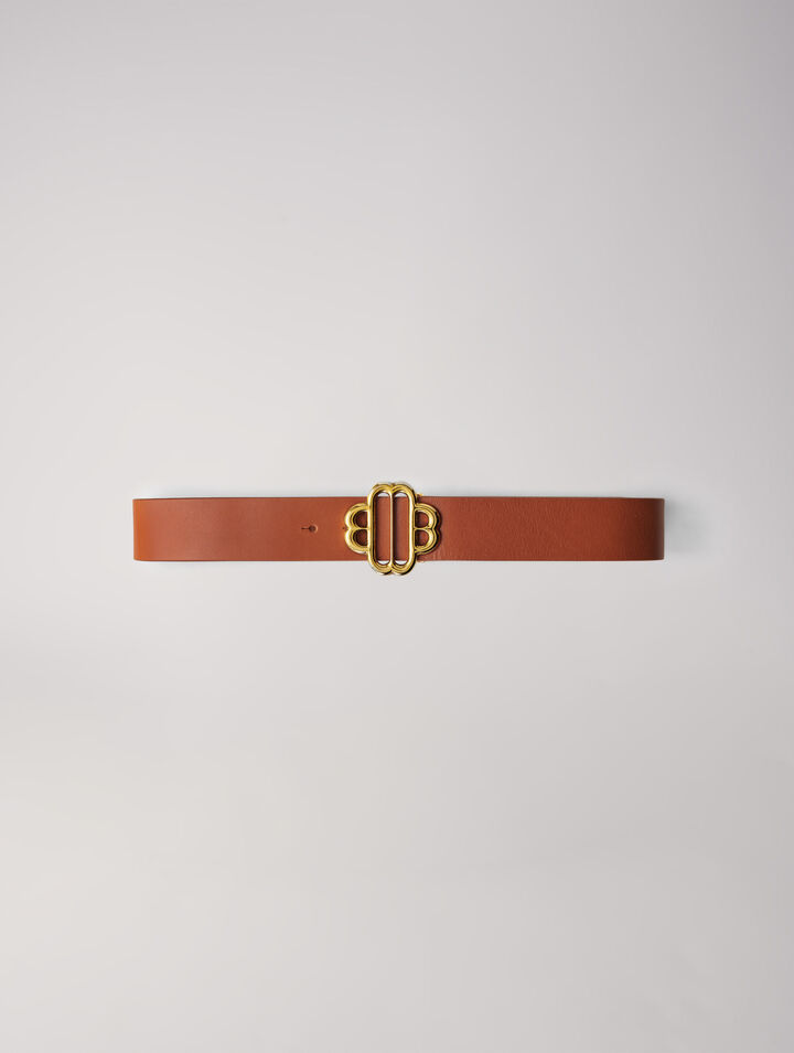 Leather belt with Clover logo