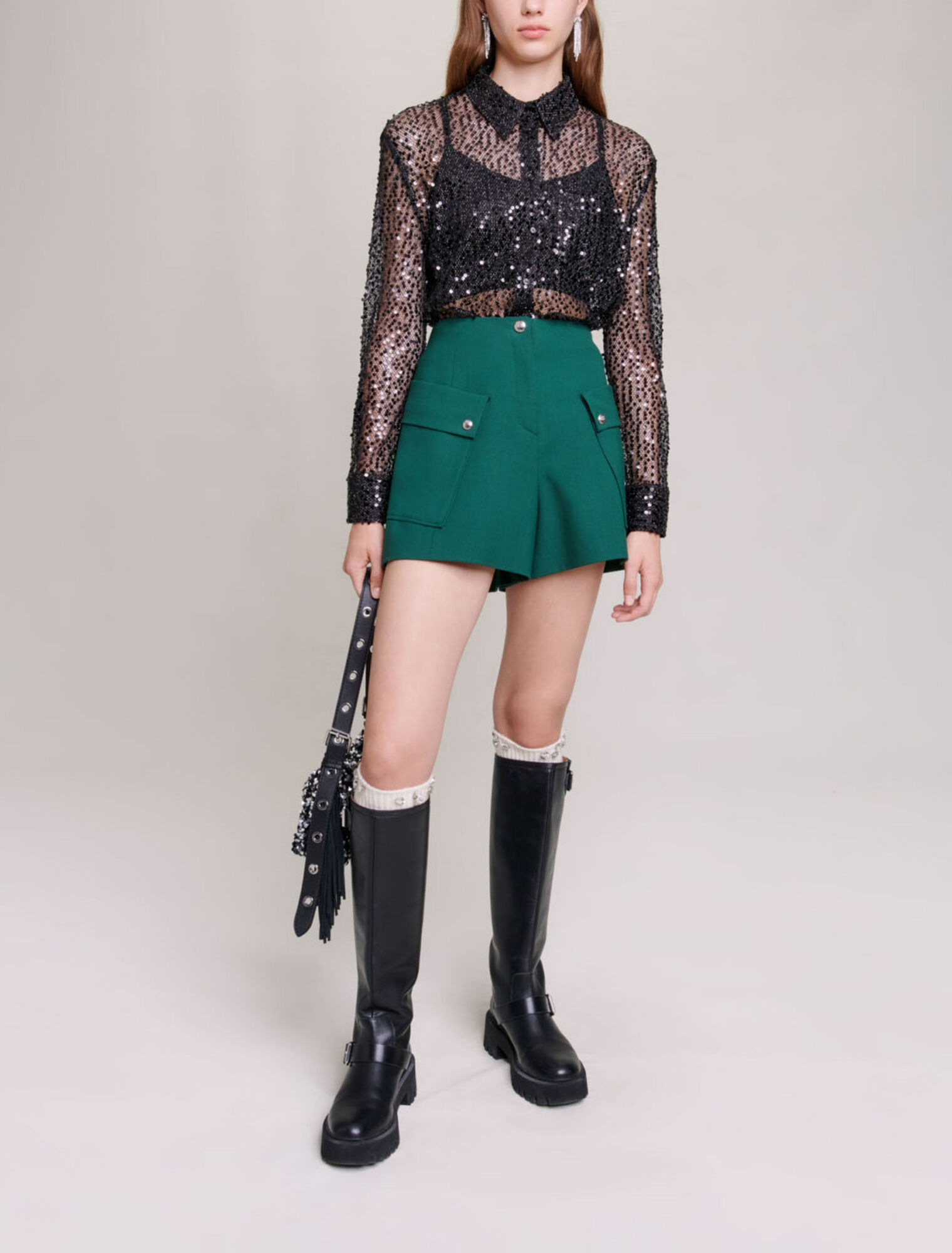 Chemise courte à sequins