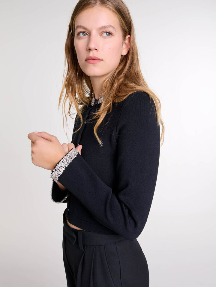 Cardigan à bords strassés