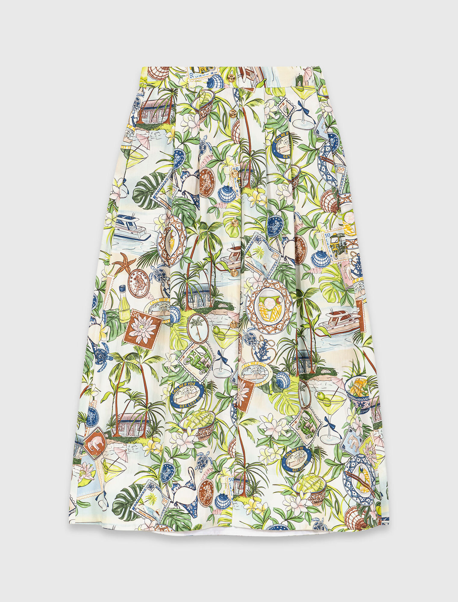 Printed maxi skirt with shorts