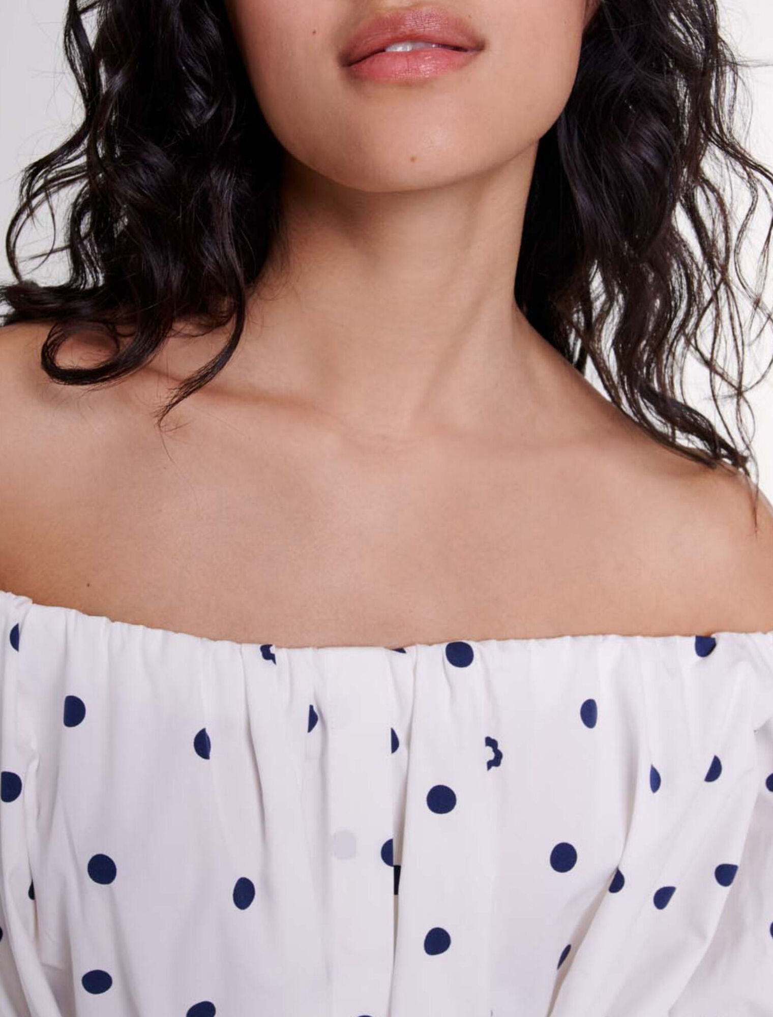 Robe chemise &agrave; encolure bardot 